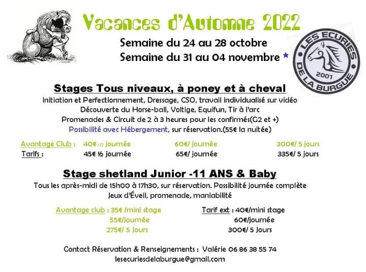 stage vacances automne 2022